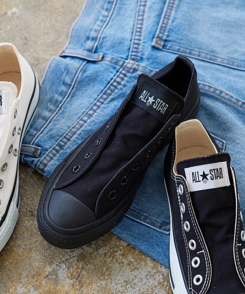 CONVERSE（コンバース）の「[ CONVERSE ]ALLSTAR SLIP3 OX オールスターキャンバススリッポン（スリッポン・レディース・ピンク/ブラック×ブラック/ホワイト/ブラック/ダークブラウン/ライトブルー/イエロー系/グレイッシュベージュ/ブラウン/グリーン・L/M/LL/S）」の4枚目の写真