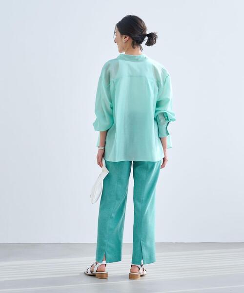 green label relaxing（グリーンレーベルリラクシング）の「［size SHORT/TALLあり］スラブ オックス フレア パンツ（その他パンツ・レディース・ナチュラル/イエロー/ターコイズブルー/ブラック/ブラウン/パープル・38/34/40/36/SHORT/TALL）」の9枚目の写真