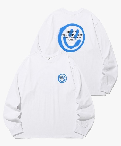 ISTKUNST(イストクンスト)の「A'GEM/9 × .kom『ISTKUNST/イストクンスト』LOGO&SMILEY L/S TEE/ロゴスマイル 長袖Tシャツ(Tシャツ/カットソー・レディース・ブラック/ライトグレー/ホワイト・M/L)」の2枚目の写真