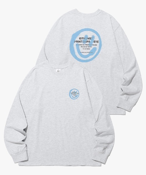 ISTKUNST(イストクンスト)の「A'GEM/9 × .kom『ISTKUNST/イストクンスト』LOGO&SMILEY L/S TEE/ロゴスマイル 長袖Tシャツ(Tシャツ/カットソー・レディース・ブラック/ライトグレー/ホワイト・M/L)」の1枚目の写真