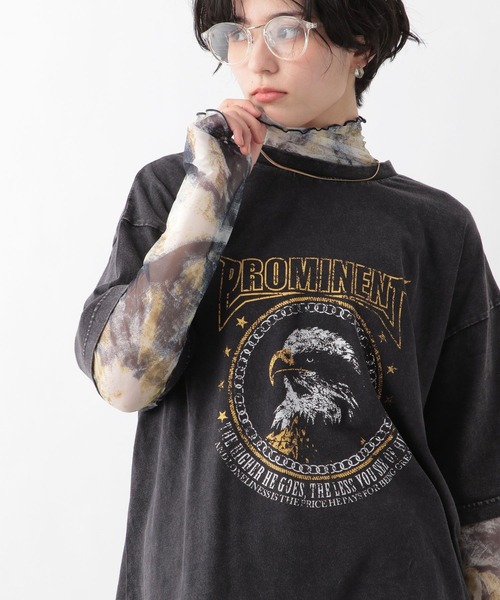RAGEBLUE（レイジブルー）の「ヴィンテージライクロックTシャツ（Tシャツ/カットソー・レディース・ホワイト/ブラック/ベージュ・FREE）」の5枚目の写真