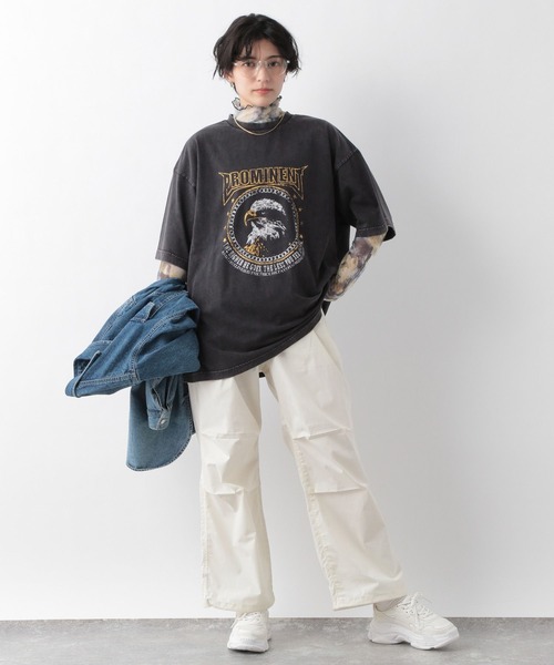 RAGEBLUE（レイジブルー）の「ヴィンテージライクロックTシャツ（Tシャツ/カットソー・レディース・ホワイト/ブラック/ベージュ・FREE）」の4枚目の写真