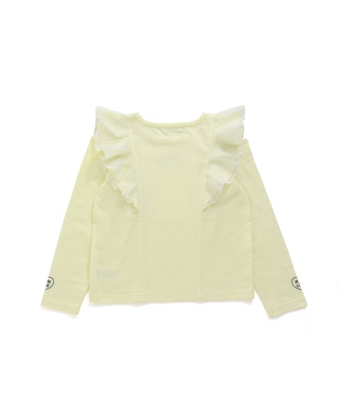 JENNI love（ジェニィラブ）の「肩あきシースルーチェックフリルロンT