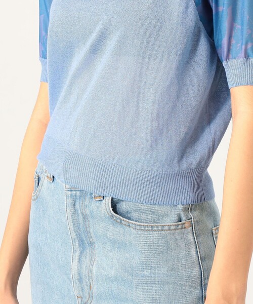 SOULEIADO（ソレイアード）の「ポリエステルプリント パフスリーブコンビニット（ニット/セーター・レディース・ピンク系その他/ブルー系その他・S）」の10枚目の写真