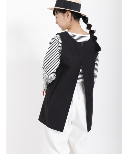 Samansa Mos2（サマンサ モスモス）の「コットンリネンVネックプルオーバーベスト（ベスト・レディース・キナリ/ブラック/ベージュ・ﾌﾘ-）」の3枚目の写真