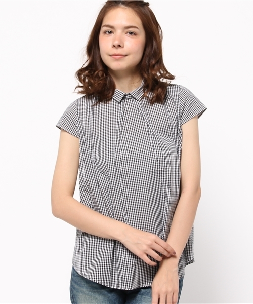 CIAOPANIC(チャオパニック)の「【Ciaopanic】 半袖後開きシャツBL(シャツ/ブラウス・レディース・ホワイト/ブルー/ブラック/ネイビー・FREE)」の1枚目の写真