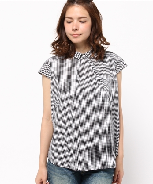 CIAOPANIC(チャオパニック)の「【Ciaopanic】 半袖後開きシャツBL(シャツ/ブラウス・レディース・ホワイト/ブルー/ブラック/ネイビー・FREE)」の5枚目の写真