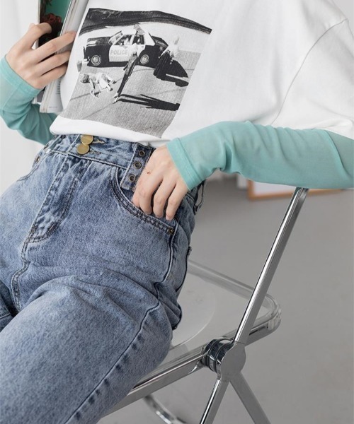 Ritzy（リッツィー）の「ロングスリーブシアートップス（Tシャツ/カットソー・レディース・ホワイト/ブラック/ピンク/パープル/グリーン系/イエロー系・FREE）」の4枚目の写真