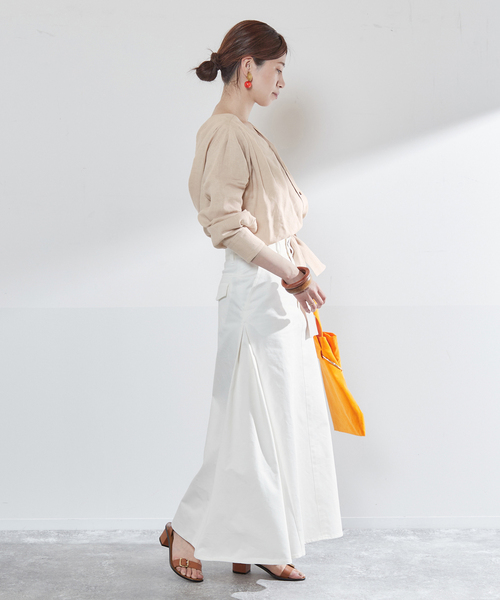 VERMEIL par iena リネン混 スリット袖ブラウス パール 緑 VERMEIL par iena - VERMEIL par iena リネン混 スリット袖