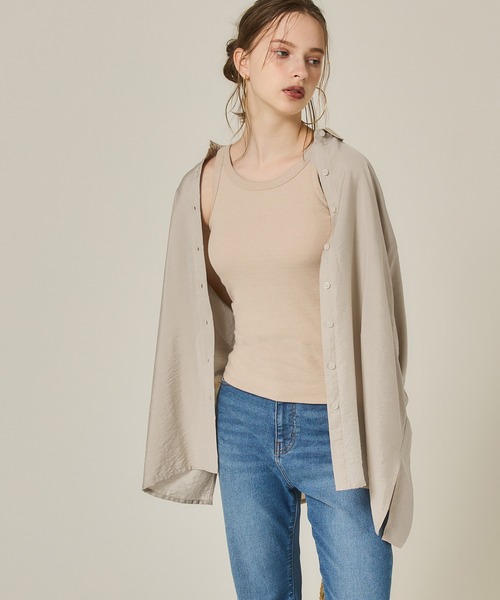 coca(coca)(コカ)の「シアービッグシルエットシャツ(シャツ/ブラウス・レディース・チャコール/ベージュ・L/M)」の4枚目の写真
