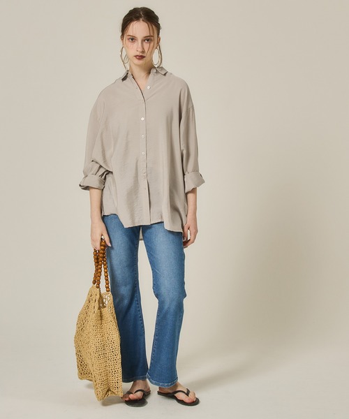 coca(coca)(コカ)の「シアービッグシルエットシャツ(シャツ/ブラウス・レディース・チャコール/ベージュ・L/M)」の7枚目の写真