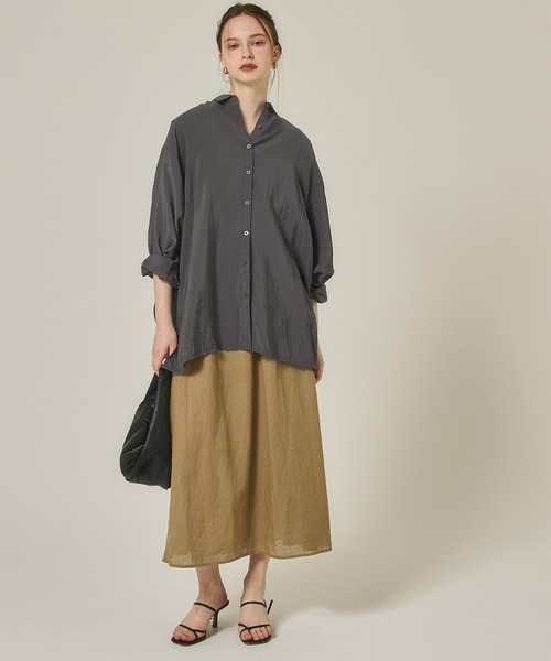 coca(coca)(コカ)の「シアービッグシルエットシャツ(シャツ/ブラウス・レディース・チャコール/ベージュ・L/M)」の9枚目の写真