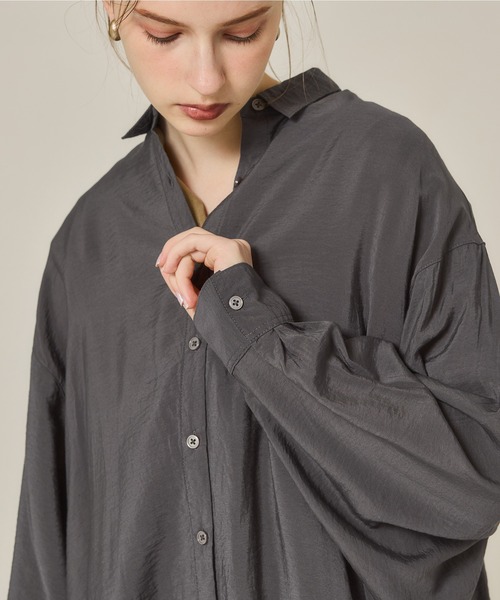 coca(coca)(コカ)の「シアービッグシルエットシャツ(シャツ/ブラウス・レディース・チャコール/ベージュ・L/M)」の10枚目の写真