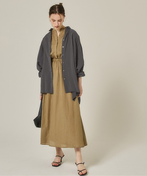 coca(coca)(コカ)の「シアービッグシルエットシャツ(シャツ/ブラウス・レディース・チャコール/ベージュ・L/M)」の12枚目の写真