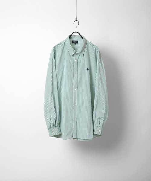 POLO BCS(ポロ ビーシーエス)の「【POLO BCS】別注 ワンポイント刺繍 オーバーサイズレギュラーカラー ブロード / ストライプ / デニム ビッグシルエットシャツ(シャツ/ブラウス・メンズ・グリーン/サックスブルー/ホワイト/サックスブルー系2/ブルー/パープル/ブラック/ブルー系その他/ブルー系その他2・M/L)」の14枚目の写真