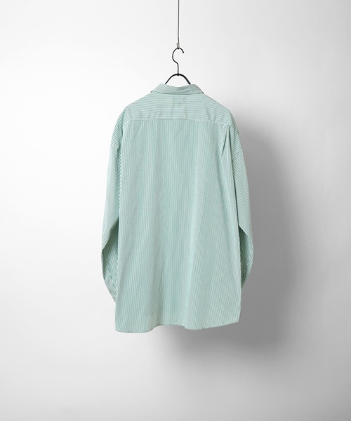 POLO BCS(ポロ ビーシーエス)の「【POLO BCS】別注 ワンポイント刺繍 オーバーサイズレギュラーカラー ブロード / ストライプ / デニム ビッグシルエットシャツ(シャツ/ブラウス・メンズ・グリーン/サックスブルー/ホワイト/サックスブルー系2/ブルー/パープル/ブラック/ブルー系その他/ブルー系その他2・M/L)」の15枚目の写真