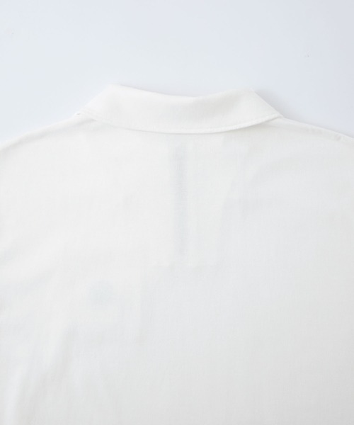 MONO-MART LADY'S(モノマートレディース)の「襟付きハーフジップワンポイントフラワー刺繍ポケットTシャツ(Tシャツ/カットソー・レディース・オートミール/ネイビー/レッド/ブラック/オフホワイト/ネイビー系1/ブラウン・FREE)」の10枚目の写真