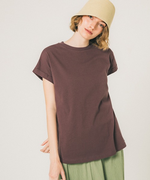 coca(coca)(コカ)の「フレンチスリーブTシャツ(Tシャツ/カットソー・レディース・ホワイト/ブラウン/ブラック/カーキ・S/M/L)」の1枚目の写真