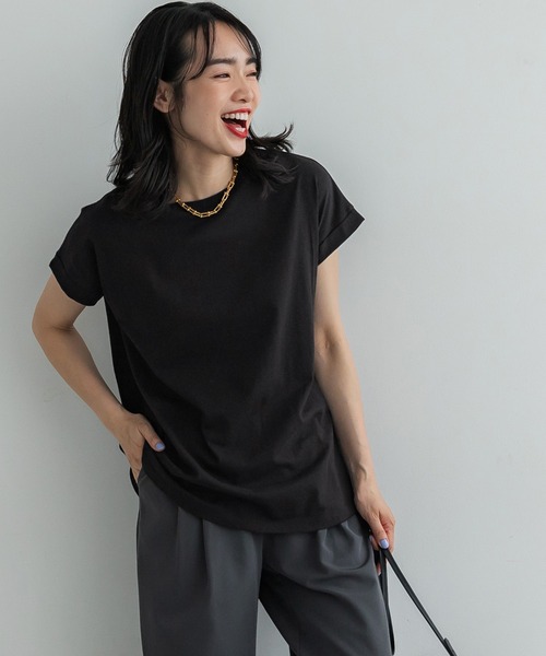 coca(coca)(コカ)の「フレンチスリーブTシャツ(Tシャツ/カットソー・レディース・ホワイト/ブラウン/ブラック/カーキ・S/M/L)」の3枚目の写真