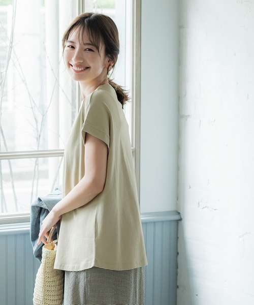 coca(coca)(コカ)の「フレンチスリーブTシャツ(Tシャツ/カットソー・レディース・ホワイト/ブラウン/ブラック/カーキ・S/M/L)」の6枚目の写真