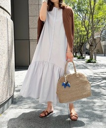 PUAL CE CIN | 先染めペプラムワンピース(ワンピース)