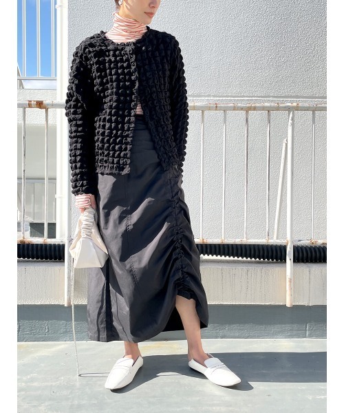 HEILIS(ヘイリス)の「シャーリングストレートスカート / ミリタリー ミリタリースカート ドロスト ロングスカート(スカート・レディース・ブラック/カーキ・FREE)」の16枚目の写真