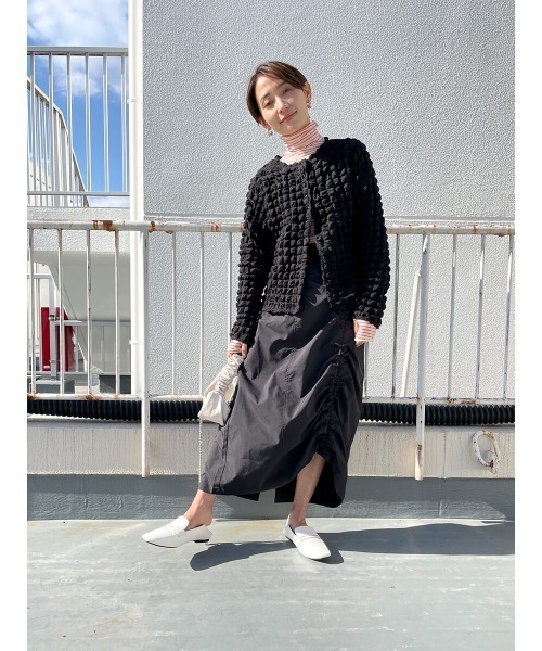 HEILIS(ヘイリス)の「シャーリングストレートスカート / ミリタリー ミリタリースカート ドロスト ロングスカート(スカート・レディース・ブラック/カーキ・FREE)」の18枚目の写真