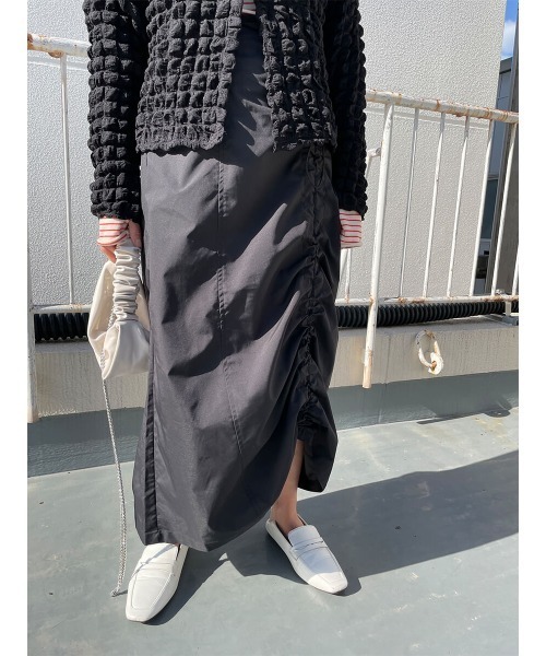 HEILIS(ヘイリス)の「シャーリングストレートスカート / ミリタリー ミリタリースカート ドロスト ロングスカート(スカート・レディース・ブラック/カーキ・FREE)」の14枚目の写真