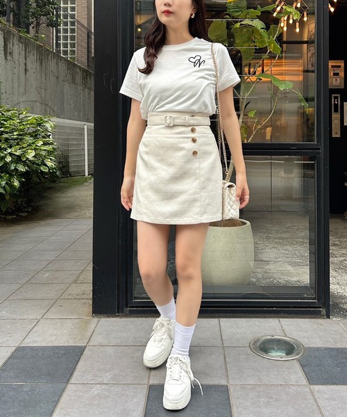 one after another NICE CLAUP（ワンアフターアナザーナイスクラップ）の「ワンポイントロゴTシャツ（Tシャツ/カットソー・レディース・オフホワイト/アイボリー/ピンク/ホワイト系その他・FREE）」の8枚目の写真