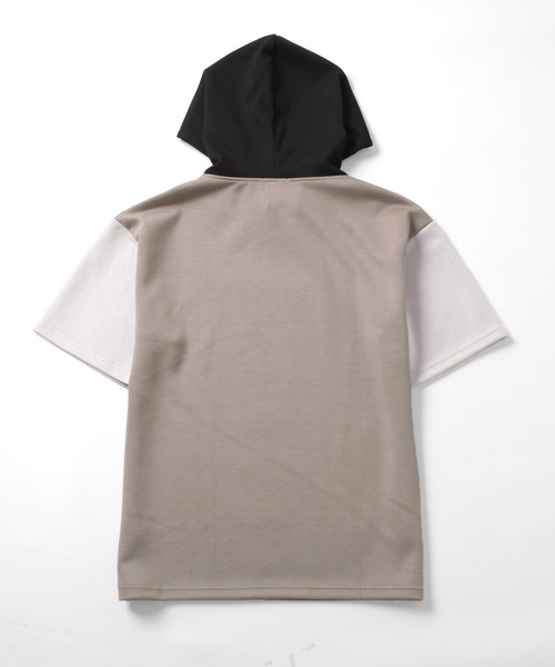 GLAZOS（グラソス）の「【接触冷感】エアリークッション・アソートロゴ切替半袖パーカー（パーカー・キッズ・ブラック/ホワイト/ライトグレー・140cm/170cm/150cm/160cm）」の7枚目の写真