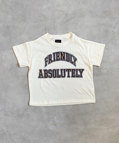 Life Support Products（ライフサポートプロダクツ）の「ハンソデカレッジTシャツ(80～150cm)（Tシャツ/カットソー・キッズ・チャコール/ネイビー/イエロー/オレンジ/グリーン/オフホワイト・80/90/95/100/110/120/130/140/150）」の2枚目の写真