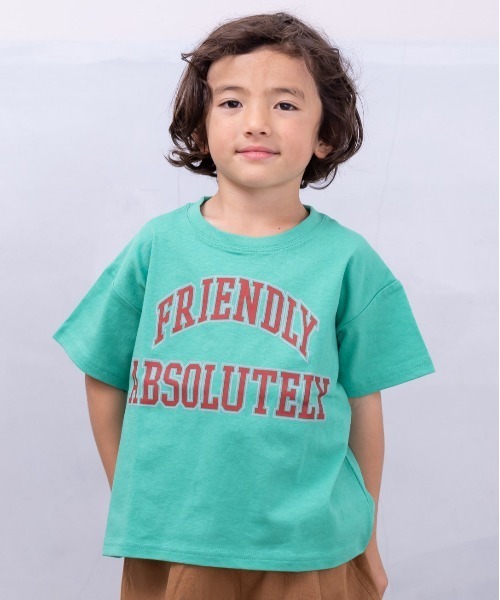 Life Support Products（ライフサポートプロダクツ）の「ハンソデカレッジTシャツ(80～150cm)（Tシャツ/カットソー・キッズ・チャコール/ネイビー/イエロー/オレンジ/グリーン/オフホワイト・80/90/95/100/110/120/130/140/150）」の4枚目の写真