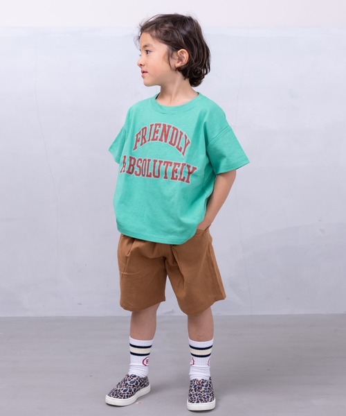 Life Support Products（ライフサポートプロダクツ）の「ハンソデカレッジTシャツ(80～150cm)（Tシャツ/カットソー・キッズ・チャコール/ネイビー/イエロー/オレンジ/グリーン/オフホワイト・80/90/95/100/110/120/130/140/150）」の9枚目の写真