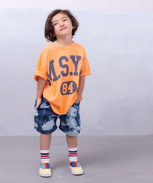 Life Support Products（ライフサポートプロダクツ）の「ハンソデカレッジTシャツ(80～150cm)（Tシャツ/カットソー・キッズ・チャコール/ネイビー/イエロー/オレンジ/グリーン/オフホワイト・80/90/95/100/110/120/130/140/150）」の11枚目の写真