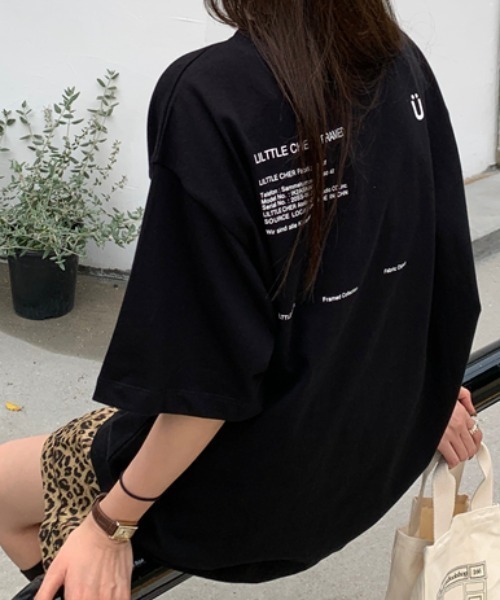 SHEENA(シーナ)の「綿100%、バックロゴルーズTシャツ(Tシャツ/カットソー・レディース・ホワイト/ブラック・M)」の7枚目の写真