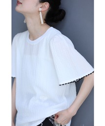 cawaii | 可愛いピコレース刺繍袖のぽこぽこカットソートップス(Tシャツ/カットソー)
