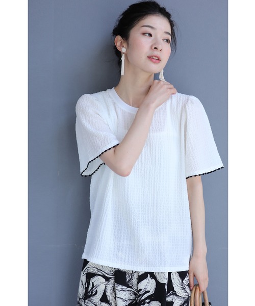 cawaii(カワイイ)の「可愛いピコレース刺繍袖のぽこぽこカットソートップス(Tシャツ/カットソー・レディース・ホワイト・FREE)」の22枚目の写真