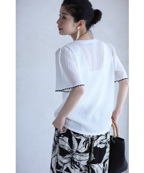 cawaii(カワイイ)の「可愛いピコレース刺繍袖のぽこぽこカットソートップス(Tシャツ/カットソー・レディース・ホワイト・FREE)」の15枚目の写真