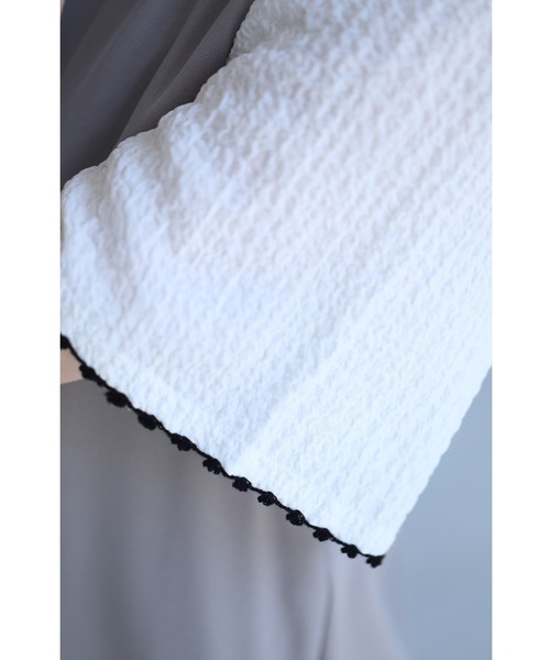cawaii(カワイイ)の「可愛いピコレース刺繍袖のぽこぽこカットソートップス(Tシャツ/カットソー・レディース・ホワイト・FREE)」の18枚目の写真