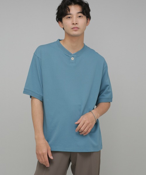 NANO universe(ナノユニバース)の「LB.03/フェードヘンリーネックカットソー(Tシャツ/カットソー・メンズ・スミクロ/オフホワイト/ダークオレンジ/ターコイズブルー・L/M/S)」の3枚目の写真