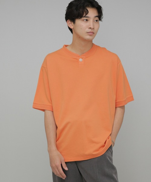 NANO universe(ナノユニバース)の「LB.03/フェードヘンリーネックカットソー(Tシャツ/カットソー・メンズ・スミクロ/オフホワイト/ダークオレンジ/ターコイズブルー・L/M/S)」の4枚目の写真