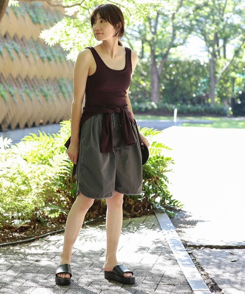 B:MING by BEAMS（ビーミングバイビームス）の「B:MING by BEAMS / ランド アンド ウォーター カップ付きインナー タンクトップ（タンクトップ・レディース・ブラウン/セージグリーン・FREE）」の3枚目の写真