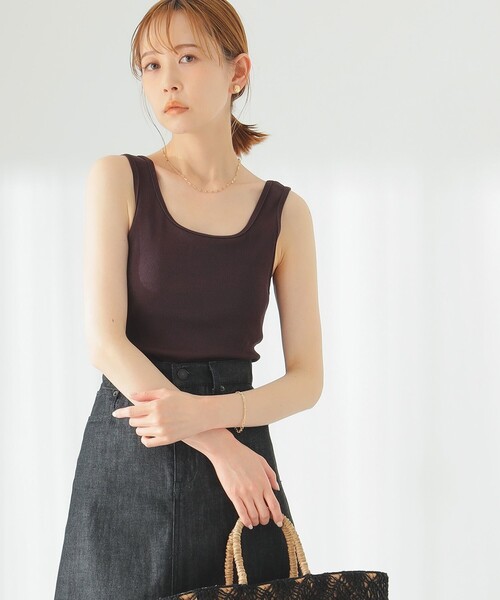 B:MING by BEAMS（ビーミングバイビームス）の「B:MING by BEAMS / ランド アンド ウォーター カップ付きインナー タンクトップ（タンクトップ・レディース・ブラウン/セージグリーン・FREE）」の4枚目の写真