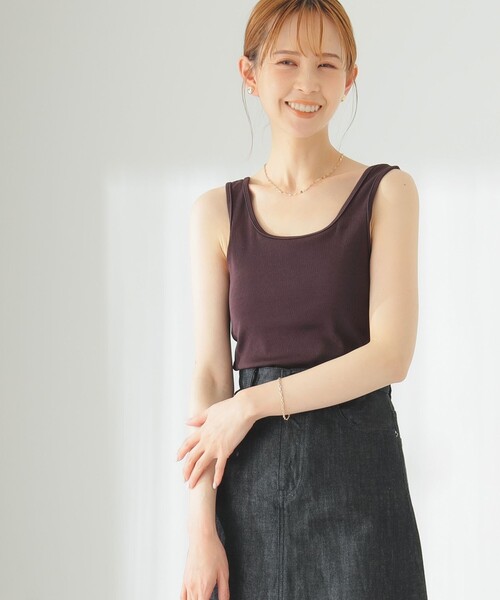 B:MING by BEAMS（ビーミングバイビームス）の「B:MING by BEAMS / ランド アンド ウォーター カップ付きインナー タンクトップ（タンクトップ・レディース・ブラウン/セージグリーン・FREE）」の6枚目の写真