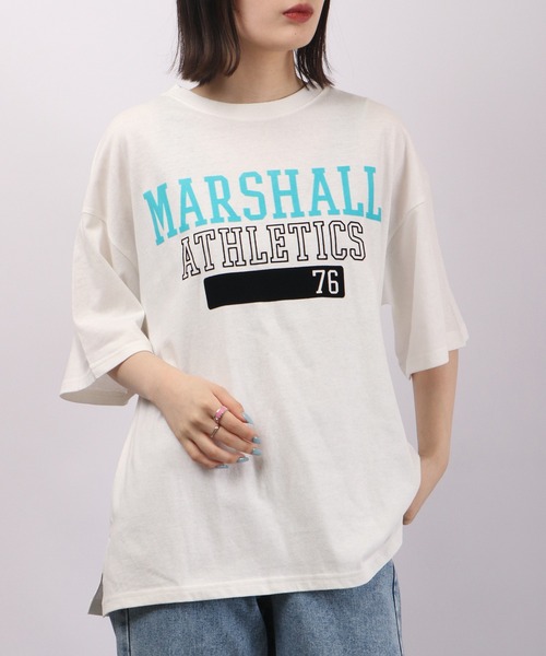 spiritoso（スピリトーゾ）の「spiritoso Marshall ロゴプリント 半袖Tシャツ（Tシャツ/カットソー・レディース・グレー/ホワイト/スミクロ/レモンイエロー・F）」の2枚目の写真