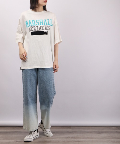 spiritoso（スピリトーゾ）の「spiritoso Marshall ロゴプリント 半袖Tシャツ（Tシャツ/カットソー・レディース・グレー/ホワイト/スミクロ/レモンイエロー・F）」の9枚目の写真