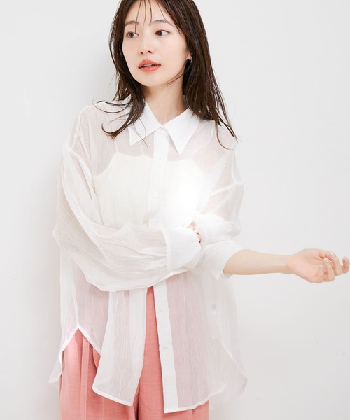 VIS(ビス)の「袖スリットシアーシャツ(シャツ/ブラウス・レディース・ピンク/ホワイト系その他/サックスブルー・FREE)」の2枚目の写真