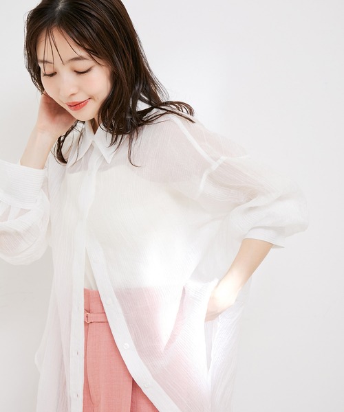 VIS(ビス)の「袖スリットシアーシャツ(シャツ/ブラウス・レディース・ピンク/ホワイト系その他/サックスブルー・FREE)」の5枚目の写真