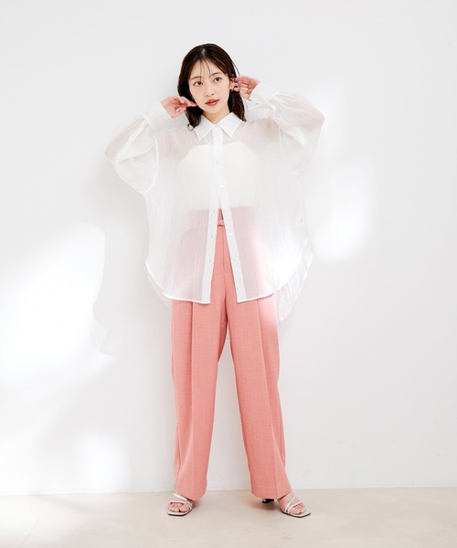 VIS(ビス)の「袖スリットシアーシャツ(シャツ/ブラウス・レディース・ピンク/ホワイト系その他/サックスブルー・FREE)」の8枚目の写真