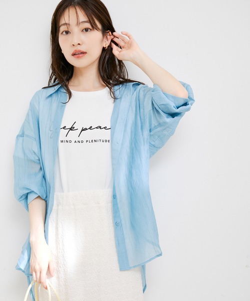 VIS(ビス)の「袖スリットシアーシャツ(シャツ/ブラウス・レディース・ピンク/ホワイト系その他/サックスブルー・FREE)」の9枚目の写真
